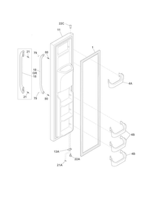 Freezer Door Diagram and Parts List for FFHS2622MMF  Frigidaire Refrigerator