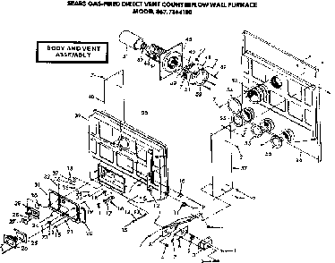 Body and vent assembly Diagram and Parts List for 8677364100  Frigidaire Furnace
