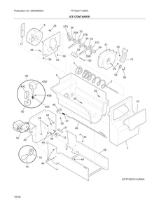 Ice Container Diagram and Parts List for FFHS2311LBRA  Frigidaire Refrigerator