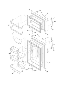 Door Diagram and Parts List for DFHT1843PS2  Frigidaire Refrigerator