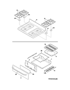 Top/drawer Diagram and Parts List for FFGF3015LMF  Frigidaire Range