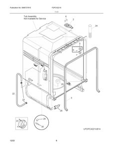 Tub Diagram and Parts List for FDPC4221AB3A  Frigidaire Dishwasher