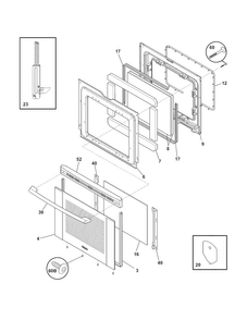 Door Diagram and Parts List for CEI30EF3JSA  Electrolux Range