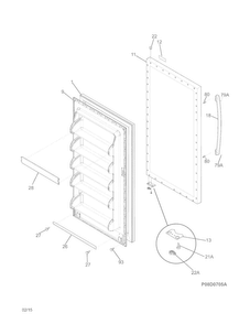 Door Diagram and Parts List for FFFU13M1QWA  Frigidaire Freezer