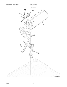 Burner Diagram and Parts List for EFMC427UIW2  Frigidaire Dryer