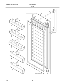 Door Diagram and Parts List for FPFU19F8WF0  Frigidaire Refrigerator