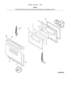 Door Diagram and Parts List for 79090012313  Kenmore Range