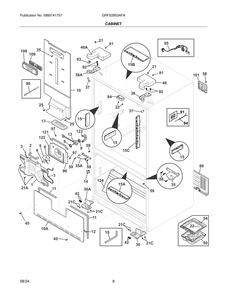 Cabinet 2 Diagram and Parts List for GRFS2853AFA  Frigidaire Freezer