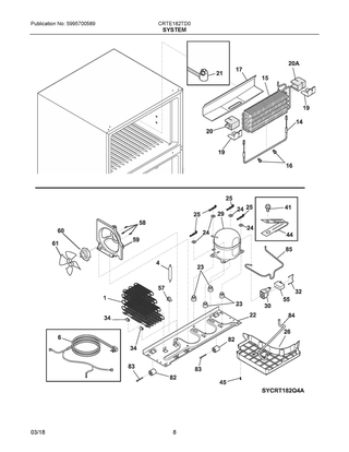 System Diagram and Parts List for CRTE182TD0  Frigidaire Refrigerator