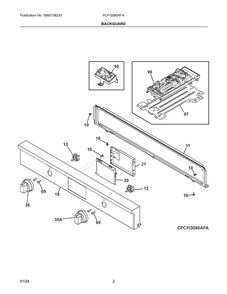 Backguard Diagram and Parts List for PCFI3080AFA  Frigidaire Range