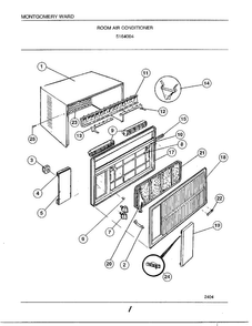 Room Air Conditioner Diagram and Parts List for 5164004  Frigidaire Air Conditioner