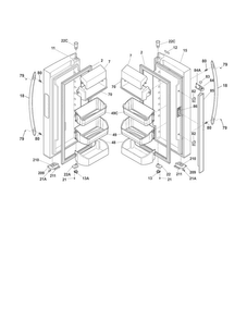 Fresh Food Doors Diagram and Parts List for FGHG2344MF6  Frigidaire Refrigerator