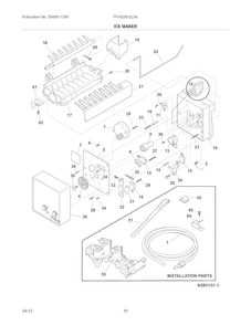 Ice Maker Diagram and Parts List for FFHS2612LS4  Frigidaire Refrigerator