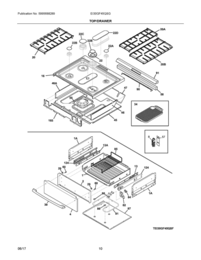 05 - TOP/DRAWER Diagram and Parts List for EI30GF45QSG  Frigidaire Range