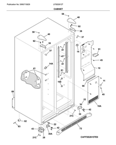 Cabinet Diagram and Parts List for LFSS2612TE2  Frigidaire Refrigerator