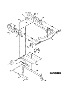 Burner Diagram and Parts List for TGF324WHSA  Tappan Range