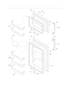 Doors Diagram and Parts List for LFHT2117NF3  Frigidaire Refrigerator