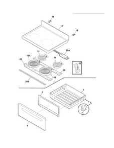 Top/drawer Diagram and Parts List for FFEF3018LMG  Frigidaire Range