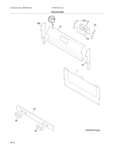 Backguard Diagram and Parts List for FFGF3011LWJ  Frigidaire Range