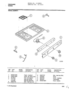 Frigidaire - Range Page 2 Diagram and Parts List for 2221  Frigidaire Range