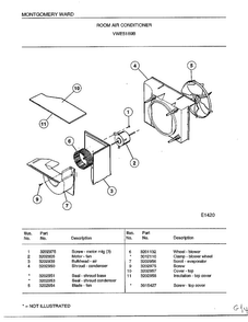 Room Air Conditioner Page 3 Diagram and Parts List for 5169B  Frigidaire Air Conditioner
