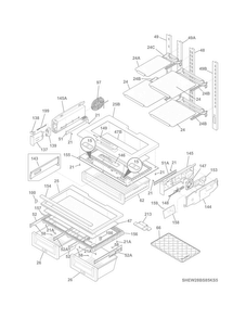 Shelves Diagram and Parts List for EW28BS85KS8  Electrolux Refrigerator