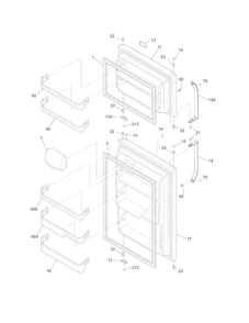 Doors Diagram and Parts List for FFTR2126PS6  Frigidaire Refrigerator