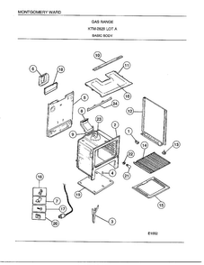 Gas Range/ Basic Body Diagram and Parts List for 2829A  Frigidaire Range