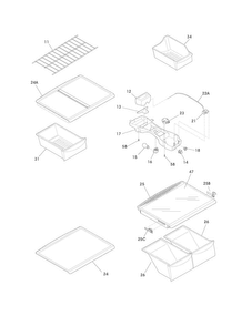 Shelves Diagram and Parts List for FFHI2126PB2  Frigidaire Refrigerator