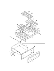 Top/drawer Diagram and Parts List for FGFB74BJBA  Frigidaire Range