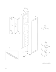 Freezer Door Diagram and Parts List for FFSS2314QE5A  Frigidaire Refrigerator