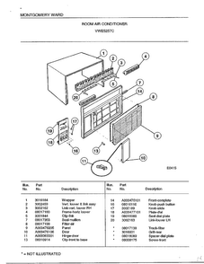 Room Air Conditioner Diagram and Parts List for 5257C  Frigidaire Air Conditioner