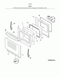 Door Diagram and Parts List for 79096189712  Kenmore Range
