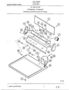 Console, Controls And Top Panel Diagram and Parts List for 8348-87C  Frigidaire Dryer