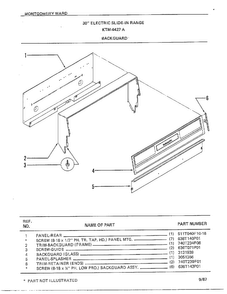 Backguard Diagram and Parts List for 4427A  Frigidaire Range