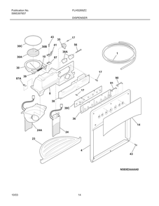 Dispenser Diagram and Parts List for FLHS269ZCW1  Frigidaire Refrigerator
