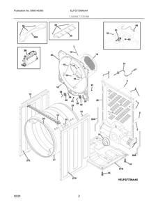 Cabinet/Drum Diagram and Parts List for ELFG7738AA0  Frigidaire Dryer