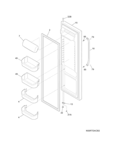 Refrigerator Door Diagram and Parts List for FFHS2311PFBA  Frigidaire Refrigerator