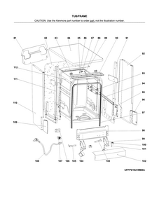 Tub/frame Diagram and Parts List for 58714652201B  Kenmore Dishwasher