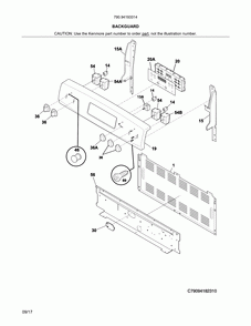 Backguard Diagram and Parts List for 79094193314  Kenmore Range