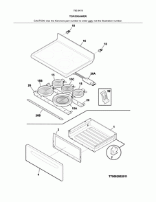 Top/drawer Diagram and Parts List for 79094192313  Kenmore Range