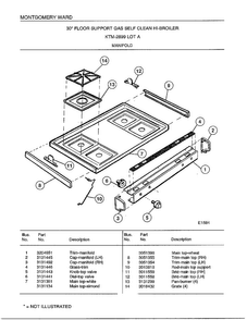 Manifold Diagram and Parts List for 2899A  Frigidaire Range