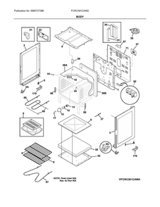 Body Diagram and Parts List for FCRC301CAWD  Frigidaire Range
