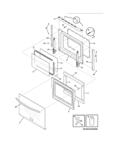 Door Diagram and Parts List for FGGS3065KBH  Frigidaire Range