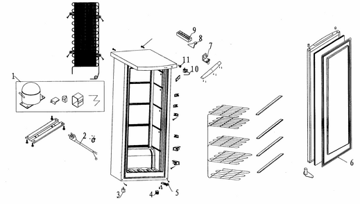 Refrigeatorr Diagram and Parts List for 25529702010  Kenmore Freezer