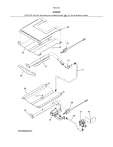 Burner Diagram and Parts List for 79040309410  Kenmore Wall Oven