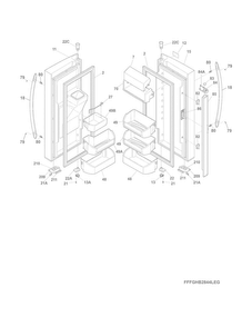 Fresh Food Doors Diagram and Parts List for FGHB2844LEG  Frigidaire Refrigerator