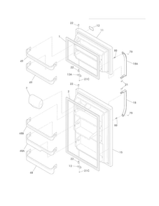 Doors Diagram and Parts List for LFHT2117NF0  Frigidaire Refrigerator