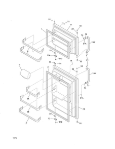Door Diagram and Parts List for FFHT1513PS0  Frigidaire Refrigerator