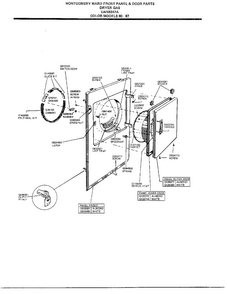Front Panel And Door Parts Diagram and Parts List for 8347A  Frigidaire Dryer